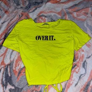 Neon Yellow Over It Fashion Nova Cropped Top Size Small
